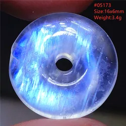 Natural Moonstone Blue Light Pendant Clear Beads Donut Round Women Men Moonstone Necklace Jewelry AAAA