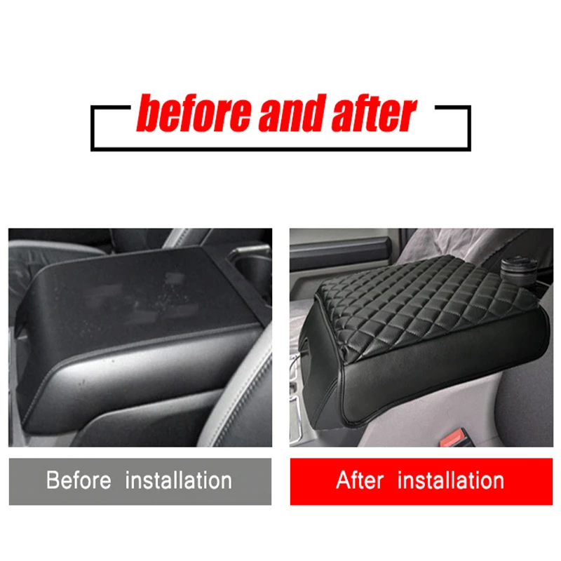 Auto Center Console Armrest Cover For Ford F150 2015-2020 PU Leather Arm Rest Box Lid Protector Car Accessories Console Pad