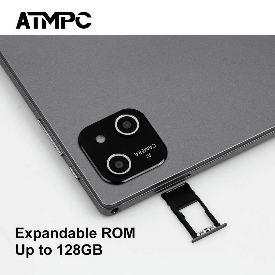 ATMPC 10.1 Inch Tablet PC, Android 14, 12GB RAM, 64GB ROM, Octa-Core, BT 5.4, 6000mAh, 2.4GHz/5GHz WIFI 6, IPS Screen Tablet PC