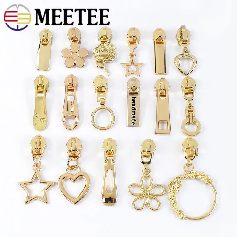 30Pcs Meetee 5# Zippers Slider for Nylon Zip Tapes Luggage Decor Zipper Puller Zips Head Repair Bag Clothes Sewing Accessories