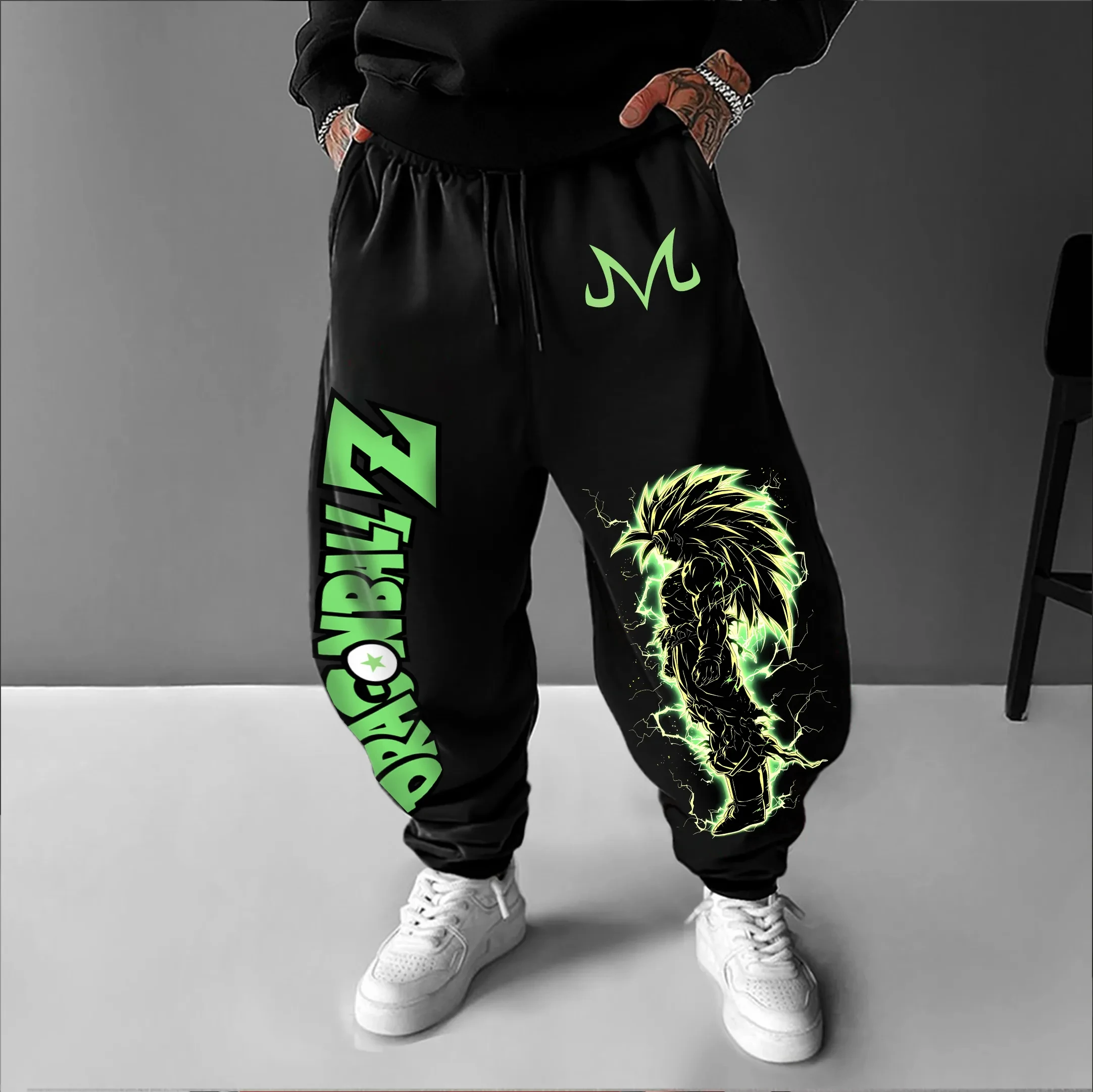 Dragon Ball GOKU Majin Buu Pantalones deportivos periféricos Anime Otoño e Invierno Leggings de algodón puro para hombres y mujeres