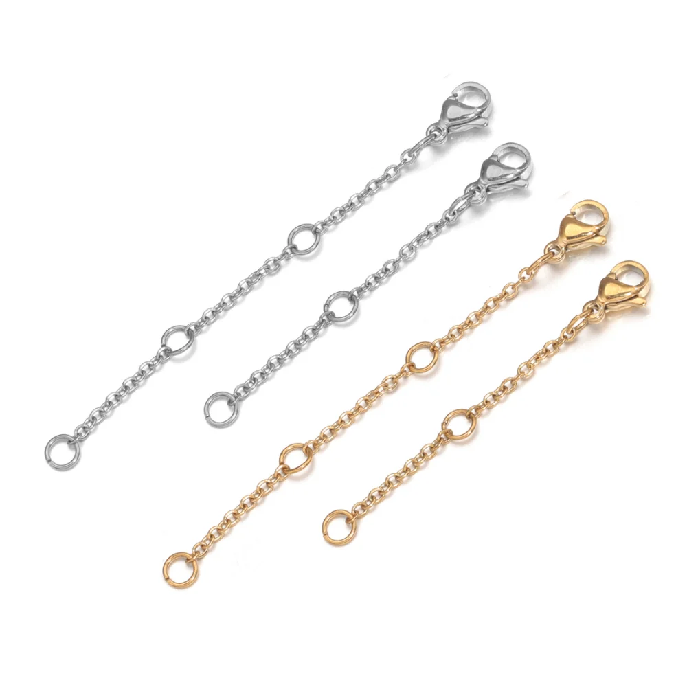 10pcs Necklace Chain Extender Stainless Steel Extension Tail Chain Removable for DIY Jewelry Making Bracelet Supplies