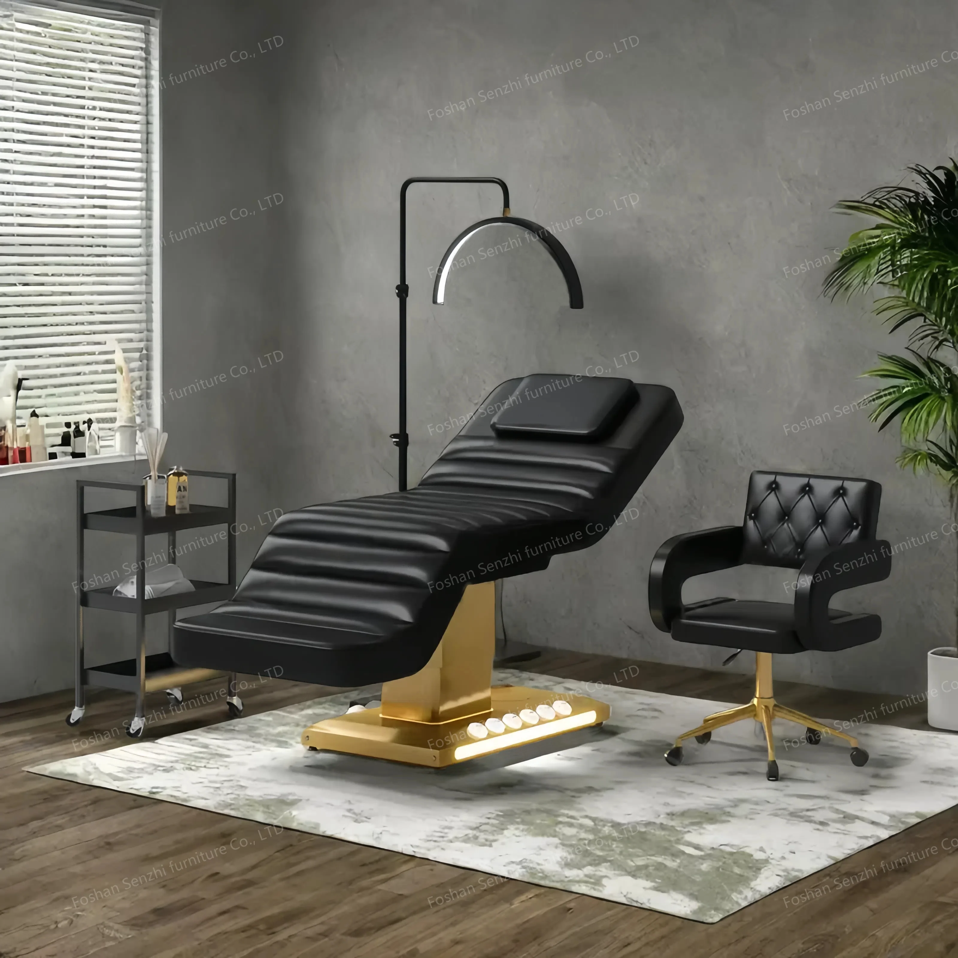 

Salon Furniture Black Gold Electric Facial Cosmetic Beauty Massage Bed Table Beauty Salon Eyelash Bed