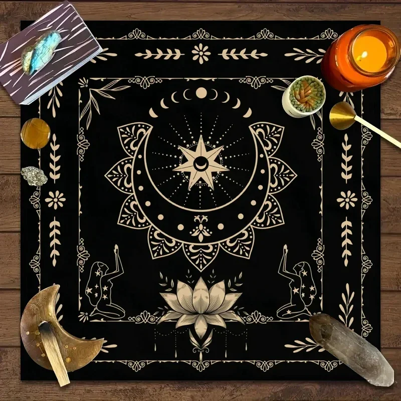 1pc Tarot Tablecloth With Your Power 50/75/110/137cm Tarot mat Snake Shaped Floral And Plant Print Astrology Tablecloth Altar