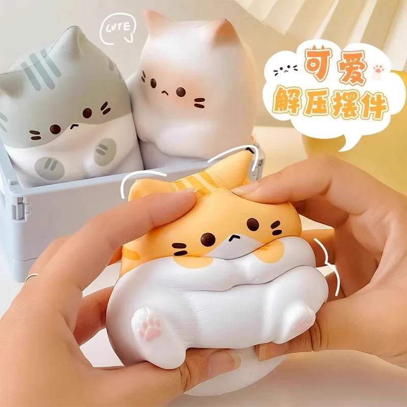 Super Cute Crooked Head Cat PU Pinch Slow Rebound Toy Creative Cartoon Pet Kitten Squeeze Stress Relief Vent Toys Birthday Gifts