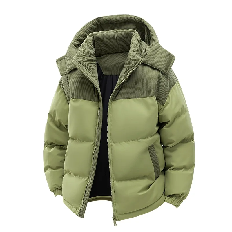 

Men's New Winter Cotton Jacket: Fleece-Lined, Thickened for Warmth, with Removable Hood and Stand-Up Collar for Cold Resistance