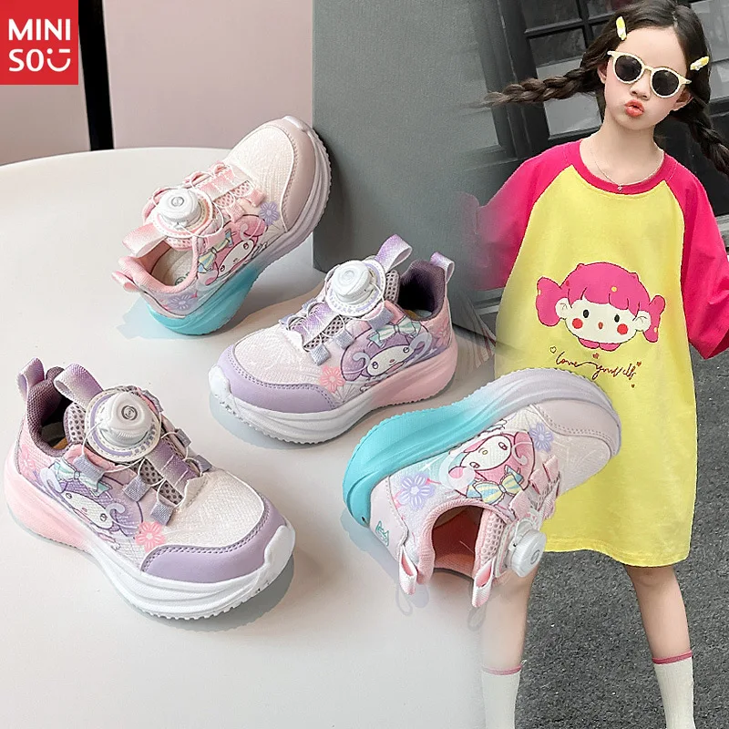 

Miniso Children's Shoes Girls Cartoon Sneakers 2025 - Carbon Plate Running Shoes Dual-Color Sole