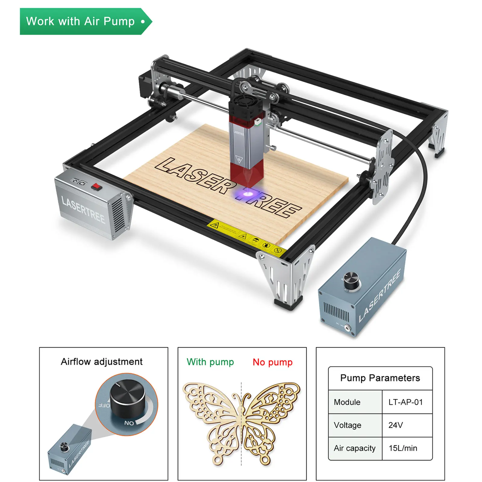 Laser Tree K1-Mini Lasergraveerder met Air Assist 10W Lasergravure Snijmachine 450± 10nm Blauw Licht Cnc Machine Hout Gereedschap