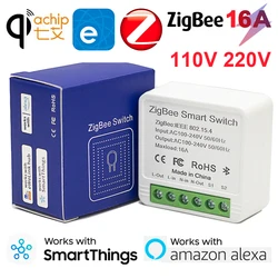 Zigbee-Mini interruptor inteligente con Wifi, interruptor de luz inalámbrico, 16A, Control inteligente para el hogar, funciona con Ewelink SmartThings, Alexa