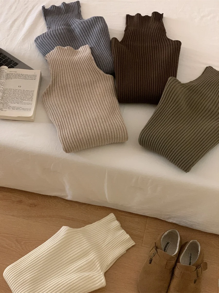 

Soft Cozy Knitted Woolen Sweater High Collar Texture Pattern Casual Commute Sle Long Sve round Ne Regular Thin