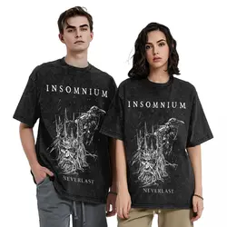 Graphic Printed Insomnium Death Metal Band Washed Shirt Merch Harajuku T-Shirt for Men Women Tee Shirt