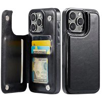 For iPhone 16 15 14 13 12 11 Pro Max PU Leather Case Kickstand Card Holder, Double Magnetic Clasp and Durable Shockproof Cover