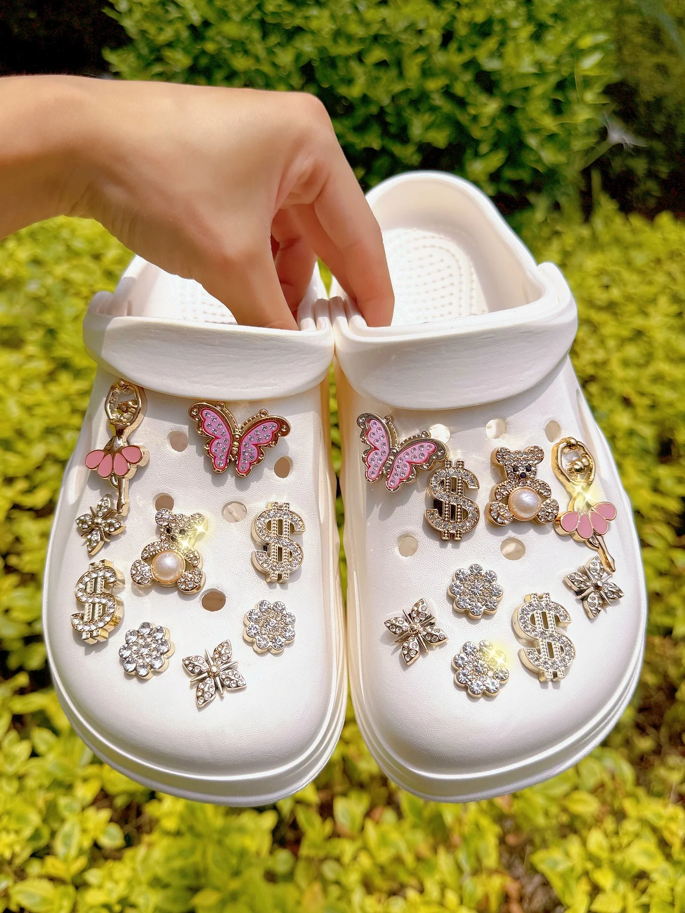 18pcs Fashionable Gold Tone Rhinestone Bear Shoe Boot Accessories Suitable For Clogs, Garden Shoes, Beach Shoes, DIY Detachable image 2