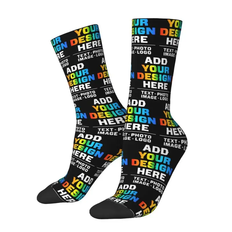 Personalized Custom Add Your Name Men's Crew Socks Unisex Fashion 3D Printing Customized Photo Logo or Text Dress Socks view 2