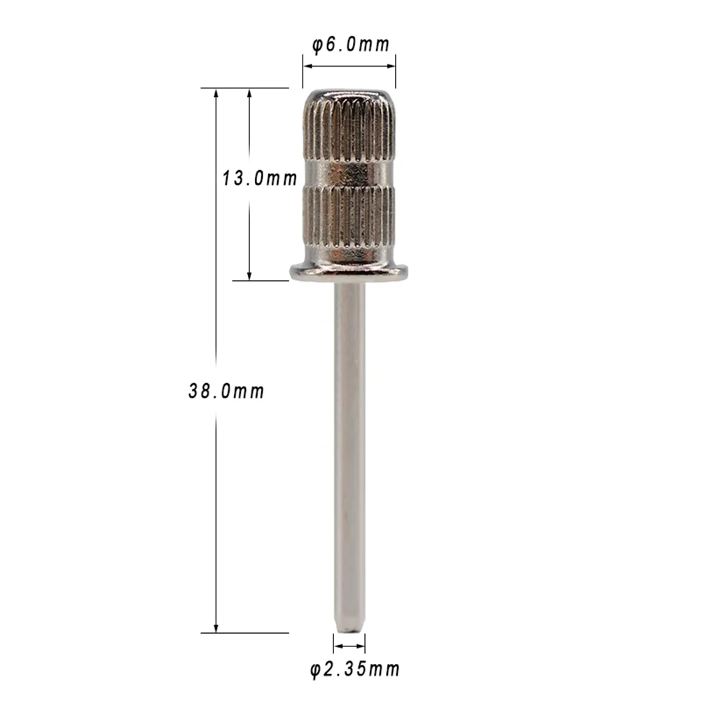 5pcs Carbide Nail Drill Mandrels For 2.35mm Sanding Bands, Metal Grip Cutters For Electric Manicure Pedicure Machine Tools