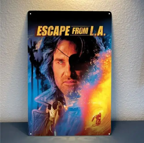 Escape from L.A. Kurt Russell - Pôster de Metal Retrô do Filme, Placa de Alumínio 20x30cm