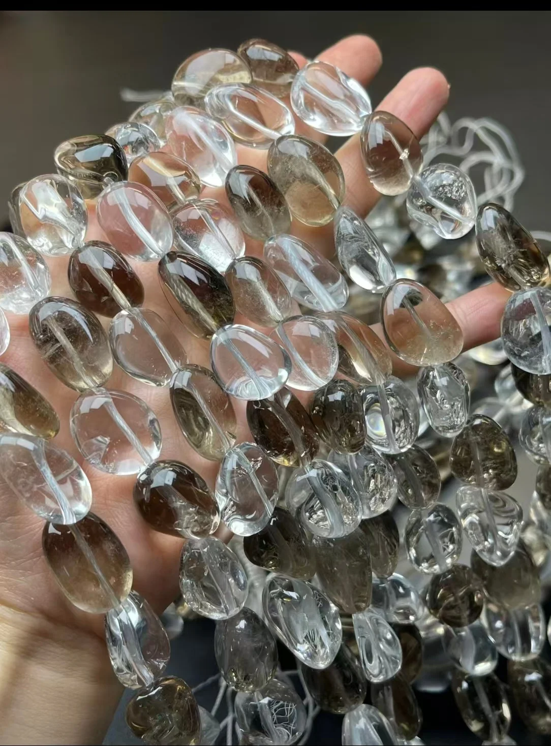 

Smoky Quartz white crystal baroque 12-15mm 38cm nature for making jewelry necklace FPPJ wholesale loose beads