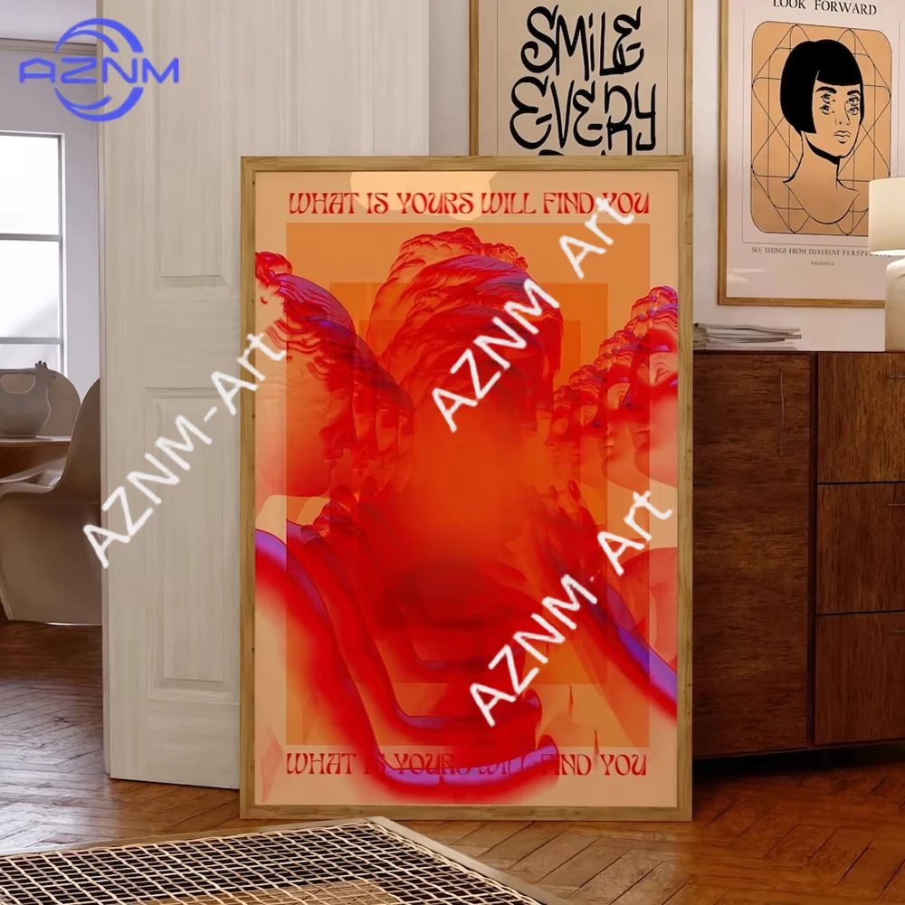 1 Stück Wandkunst Drucke Leinwandgemälde Poster Bild für Wohnzimmer Heimdekoration Modern Trendy Abstrakt Affirmation 70er Jahre Vintage