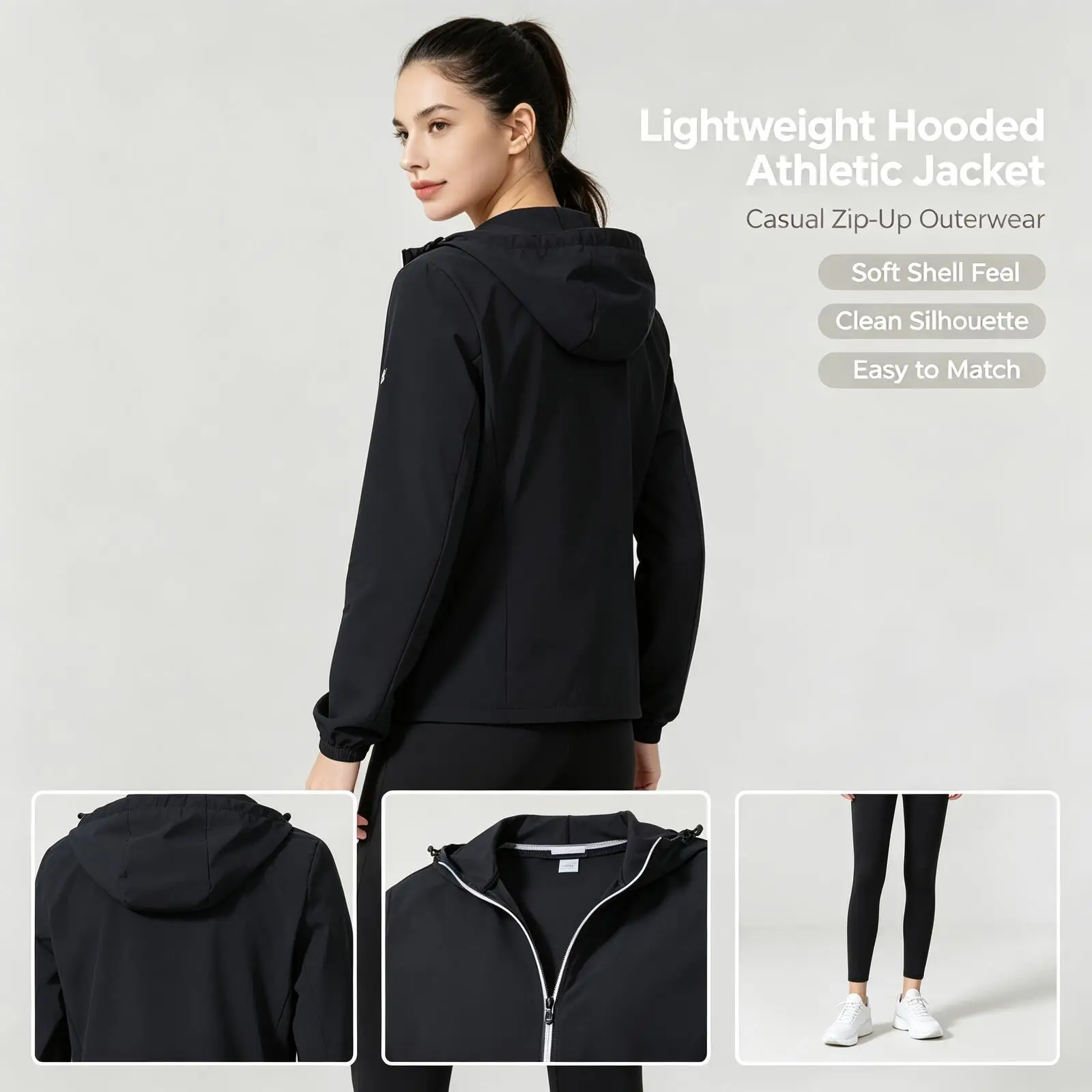 Underarmour Hooded Jacket Sports Casual Fashion Top Coat Women's Black Lightweight Jacket Zip-Up Athletic Outerwear22500410-001