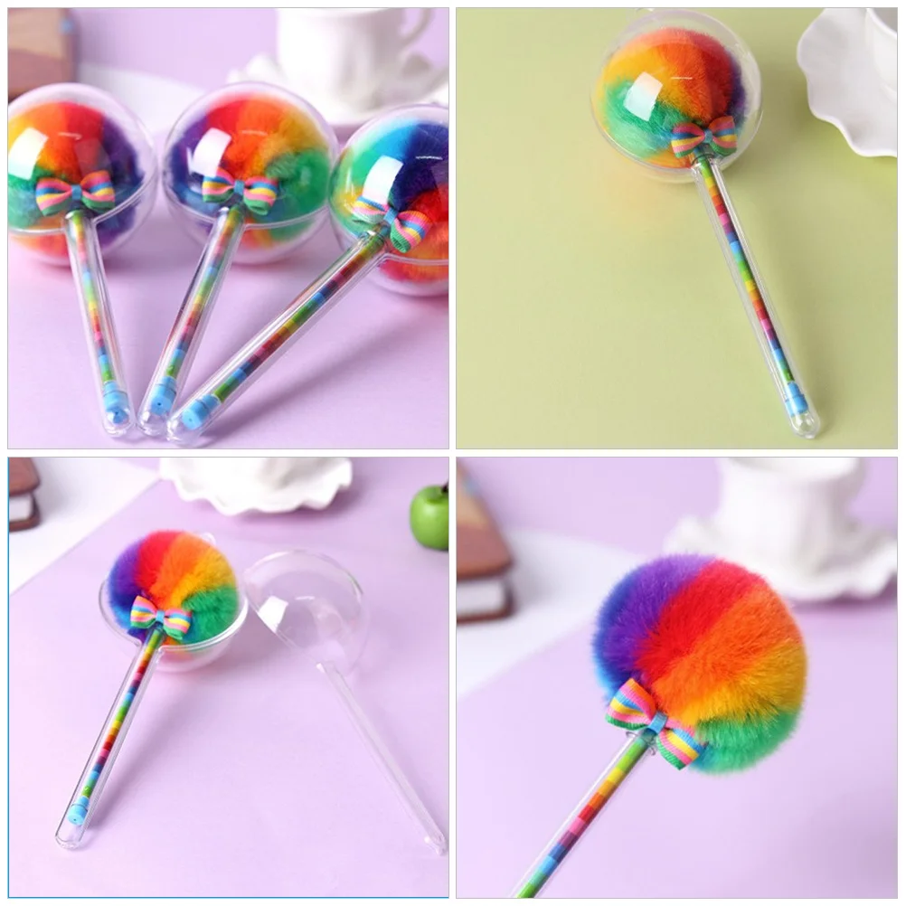 

5Pcs Pom Pom Pen Unique Eye-Catching Ballpoint Ink Pen Smooth Writing Gift for Girls Pens Cute Pens for Women