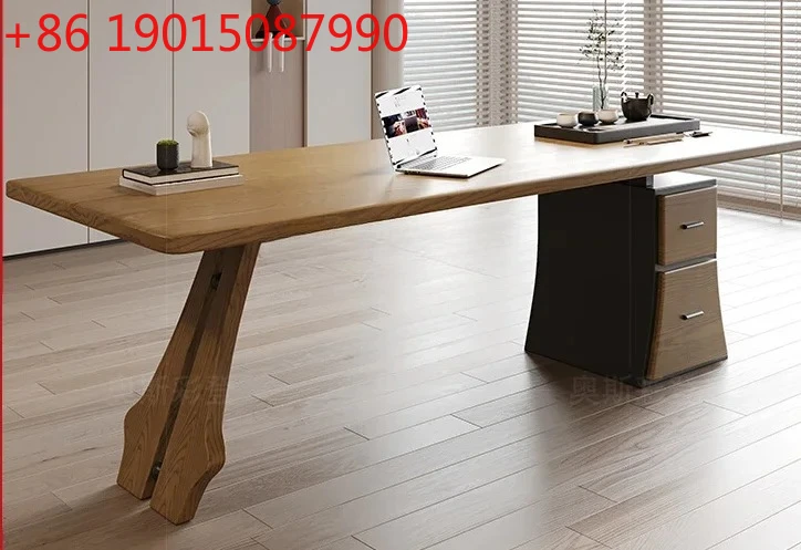 

xzqCreative designer solid wood office tea table integrated dual-purpose, log desk, with chest of drawers