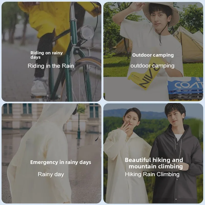 Impermeabile non usa e getta all'ingrosso EVA modello adulto addensato e allungato escursionismo all'aperto viaggio impermeabile monopezzo portatile