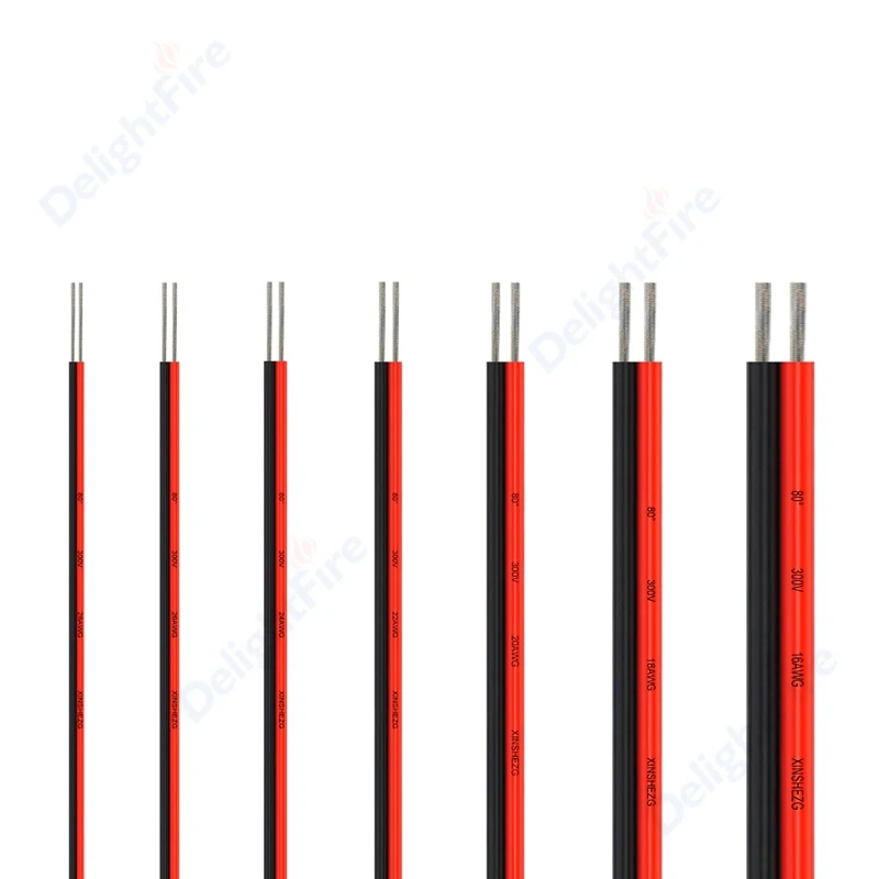 22/20/18AWG 2Pin Red Black LED Wire Extension Cable Flexible 10m Tinned Copper Flat Cable For 3528 5050 LED Strip Light