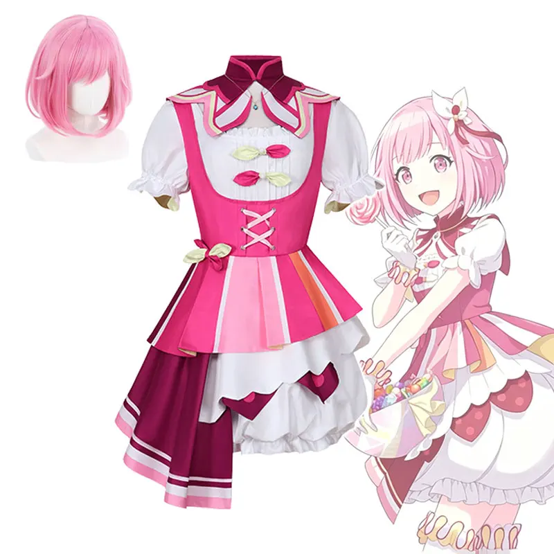 

Anime Project Sekai Otori Emu Cosplay Costume Vest Dress Wig Set Wonderlands×Showtime Party Perform Wear Outfit for Woman