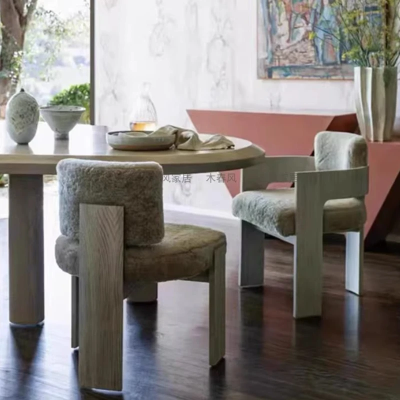 

Retro Nordic Dining Chairs Designer Ergonomic Minimalist Luxury Makeup Computer Dining Chairs Creative High Silla Furniture