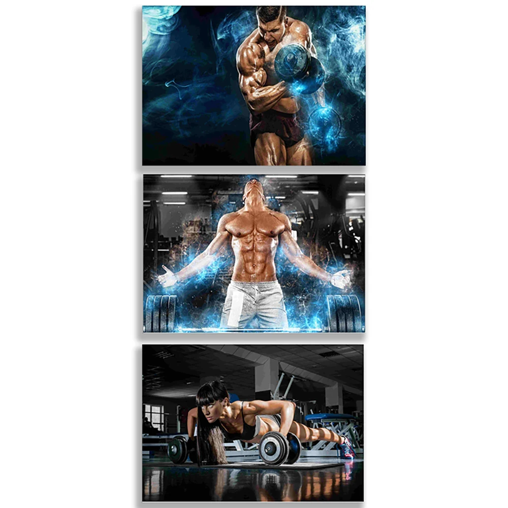 Superb fitness prints, sexy fitness posters, gym healthy fitness weightlifting dumbbells stay fit six pack poster print