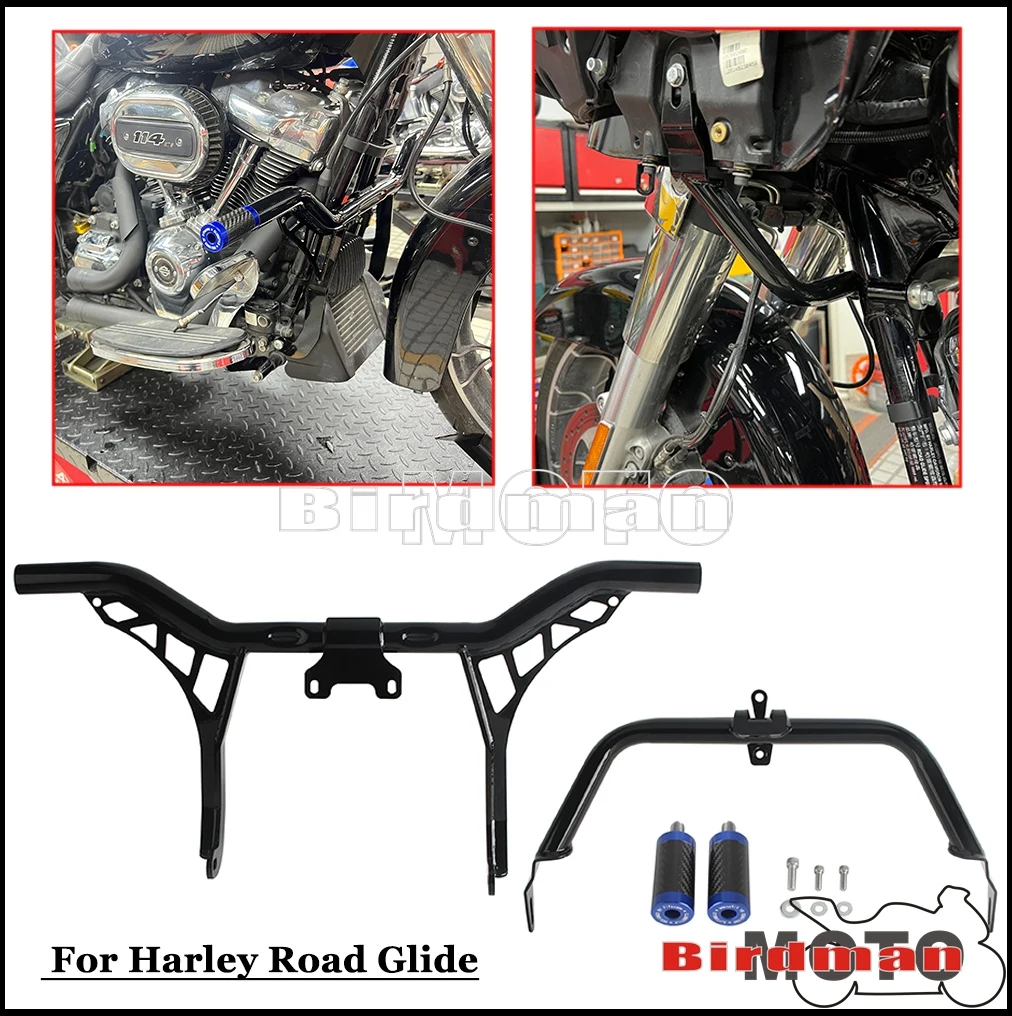 

Motorcycle Highway Bumper Engine Guard Crash Bar Protector For Harley Road Glide FLTR FLTRX FLTRXS 15-23 Fairing Support Bracket