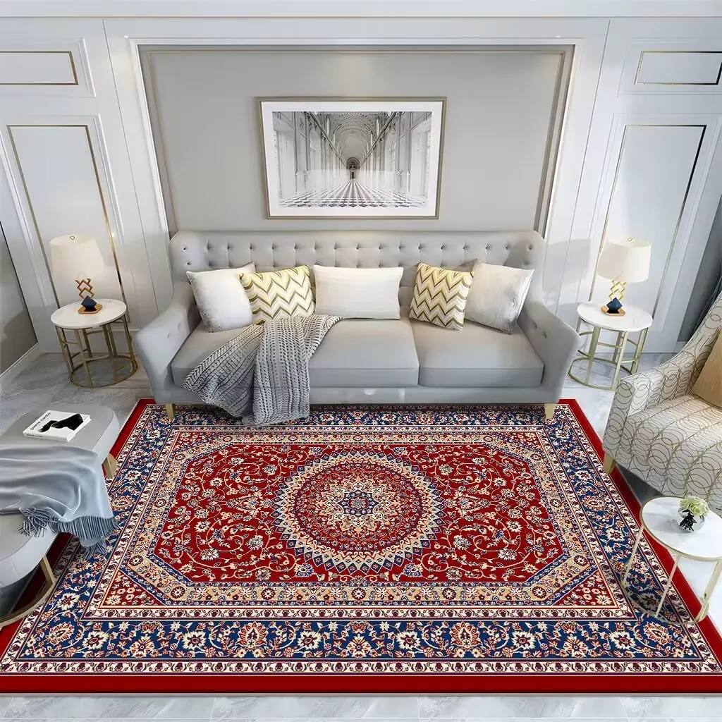 Vintage Persian Soft Carpet Living Room High-end Luxury American Hairless Home Rug for Bedroom Non-slip Tea Table Large Area Mat