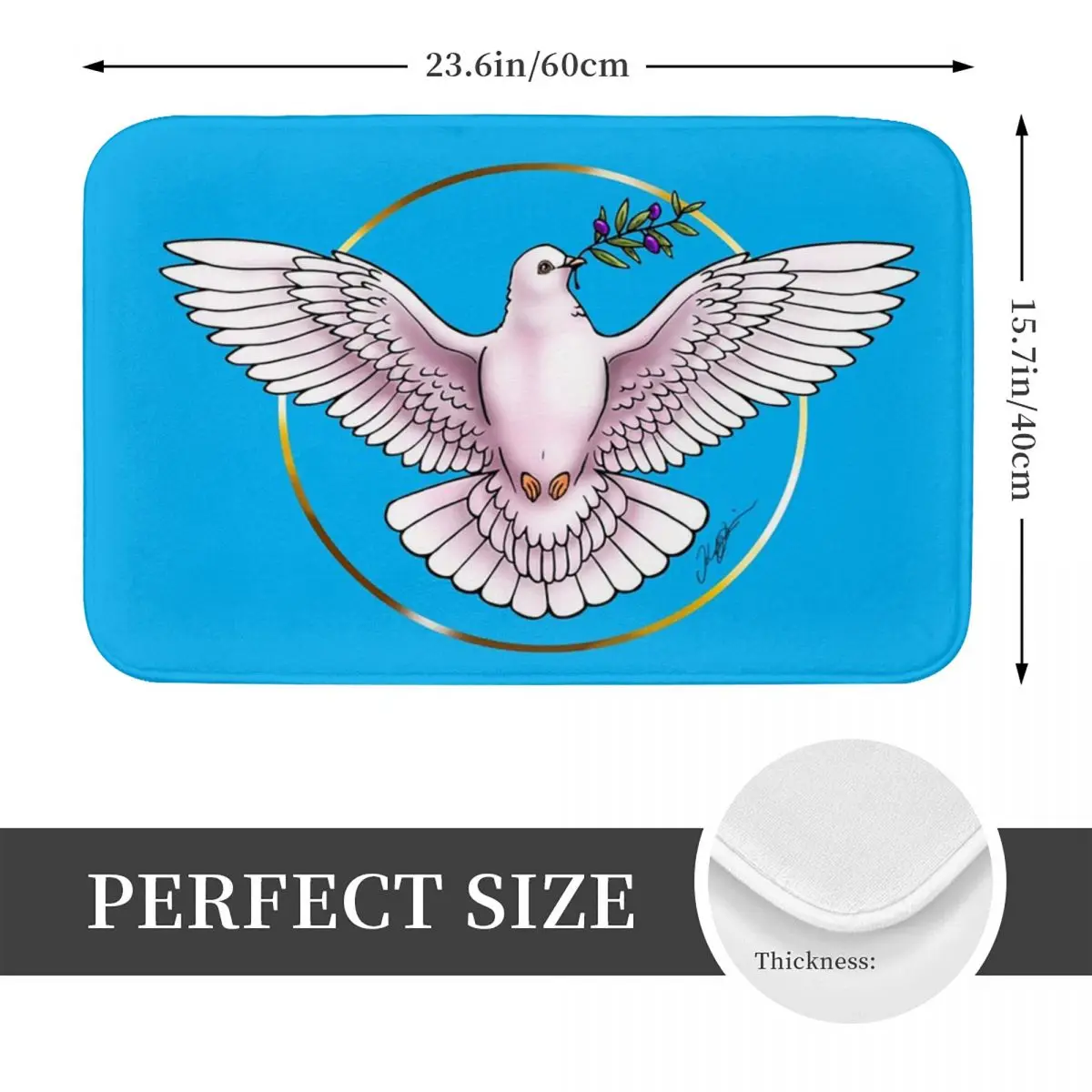 White Pigeon With Olive Branch Non-slip Doormat Floor Mat Water oil proof Carpet Rug for Kitchen Entrance Balcony Footpad Mats