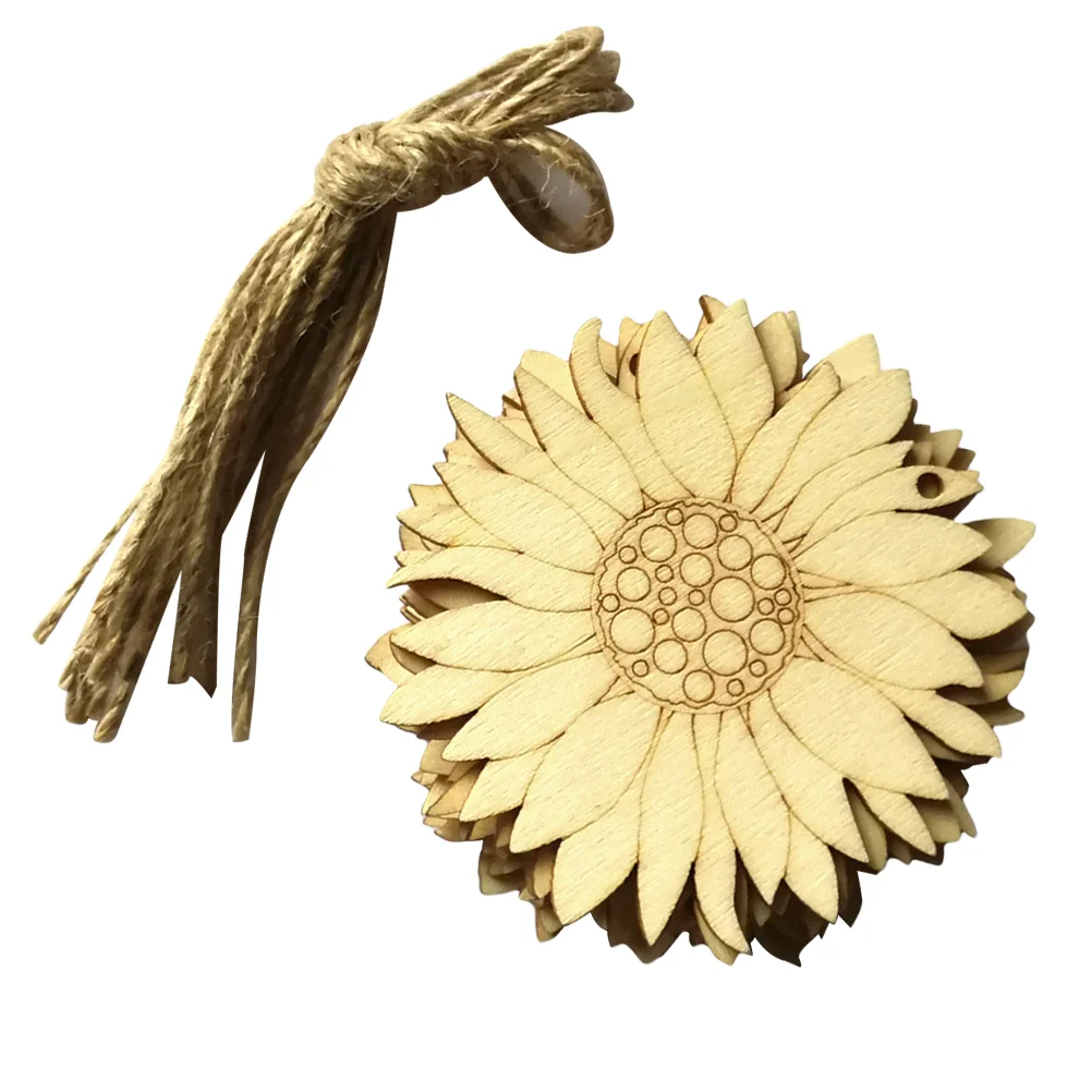 

10 Pcs Wood Flower Ornaments Slices Decoration Wooden Plate Hanging Decorations
