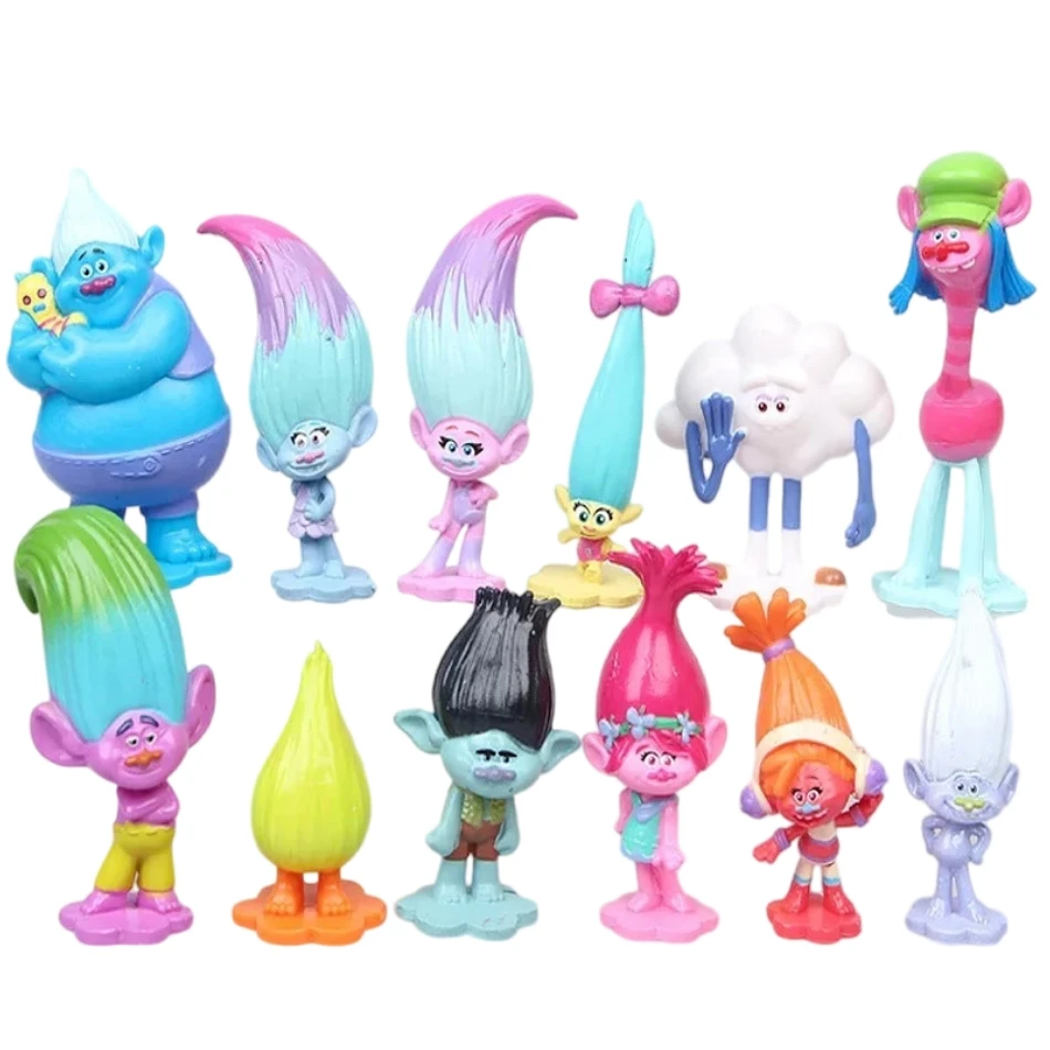 3-6cm 12pcs/Set Trolls Branch Critter Skitter Figures Trolls Children Trolls PVC Action Figure Toy Cartoon Character Kids Gifts