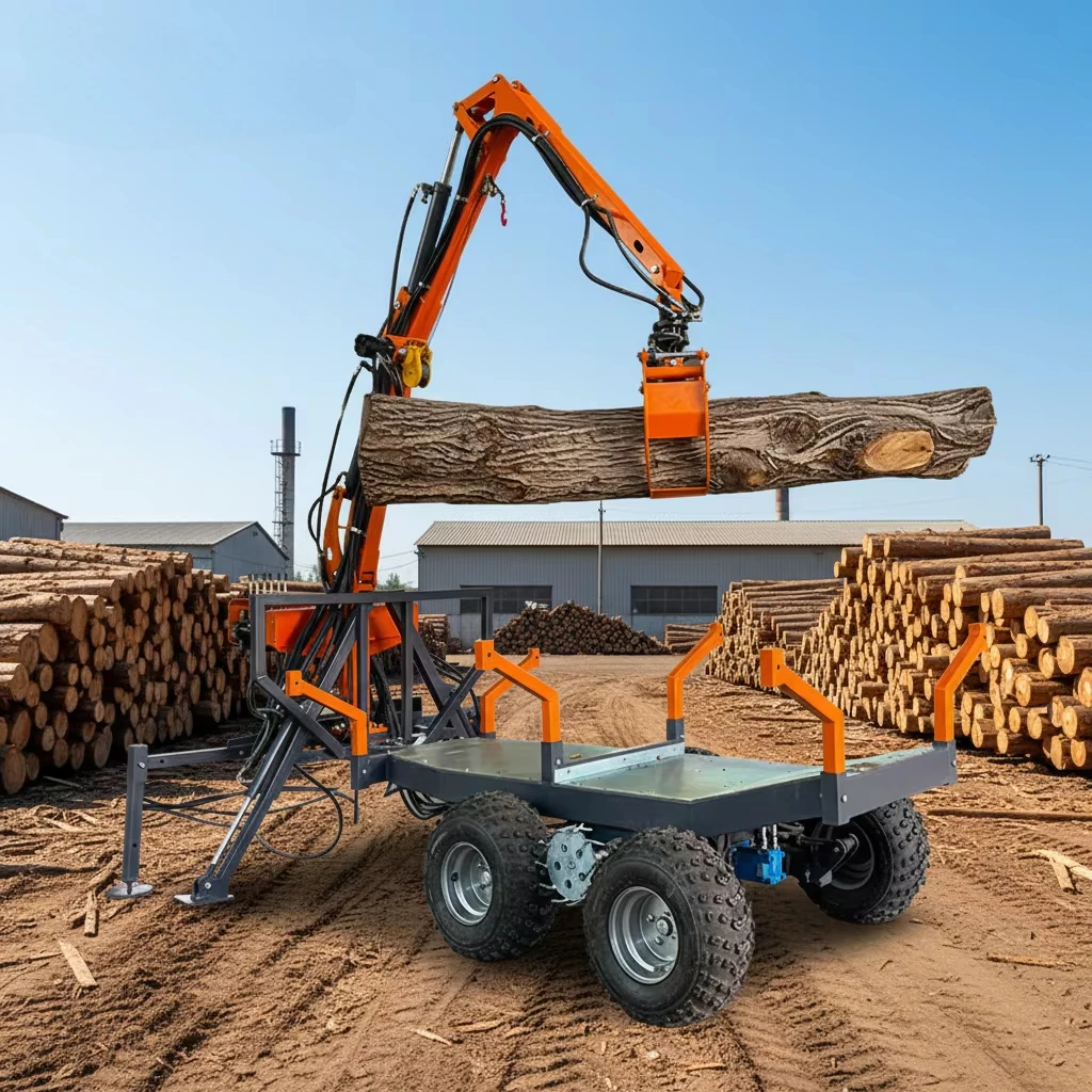 Hot Selling Forestry high quality  Log Trailer with Crane Timber Loader Grapple Remolque
