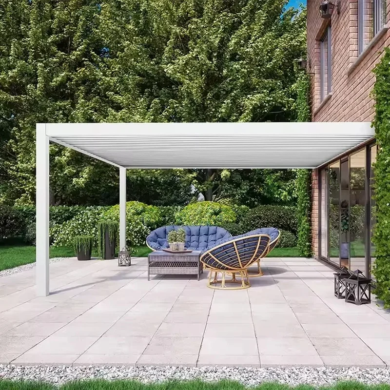 Hot Sell Factory Price Aluminum Modern Backyard Waterproof Outdoor Louvered Rectangular Durable Rain Pergola Kits