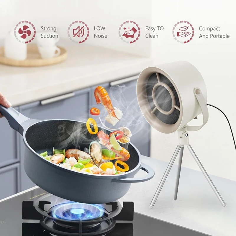 Portable Range Hood Kitchen Exhaust Fan  Desktop Range Hood For Cooking With 3 Speed  For Indoor BBQ Hot Pot B