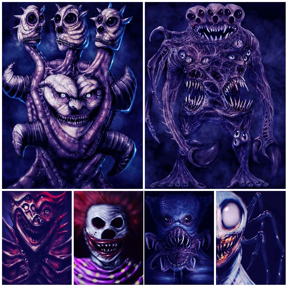 Horror Monster And Hell Demon Art Poster Print Twisted Evil Creatures Vintage Wall Art Wicca Home Decor Canvas Painting Unframed
