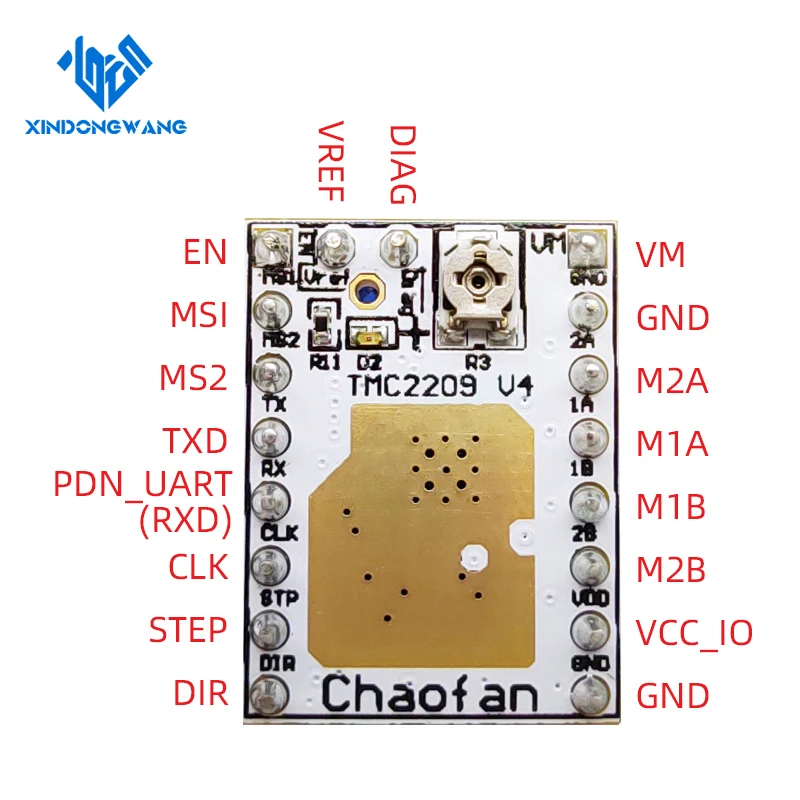 3D Printer Parts TMC2209 V4 Stepper Motor Driver Module 256 Subdivision Current 2.8A Peak With Heat Sink For MKS SKR