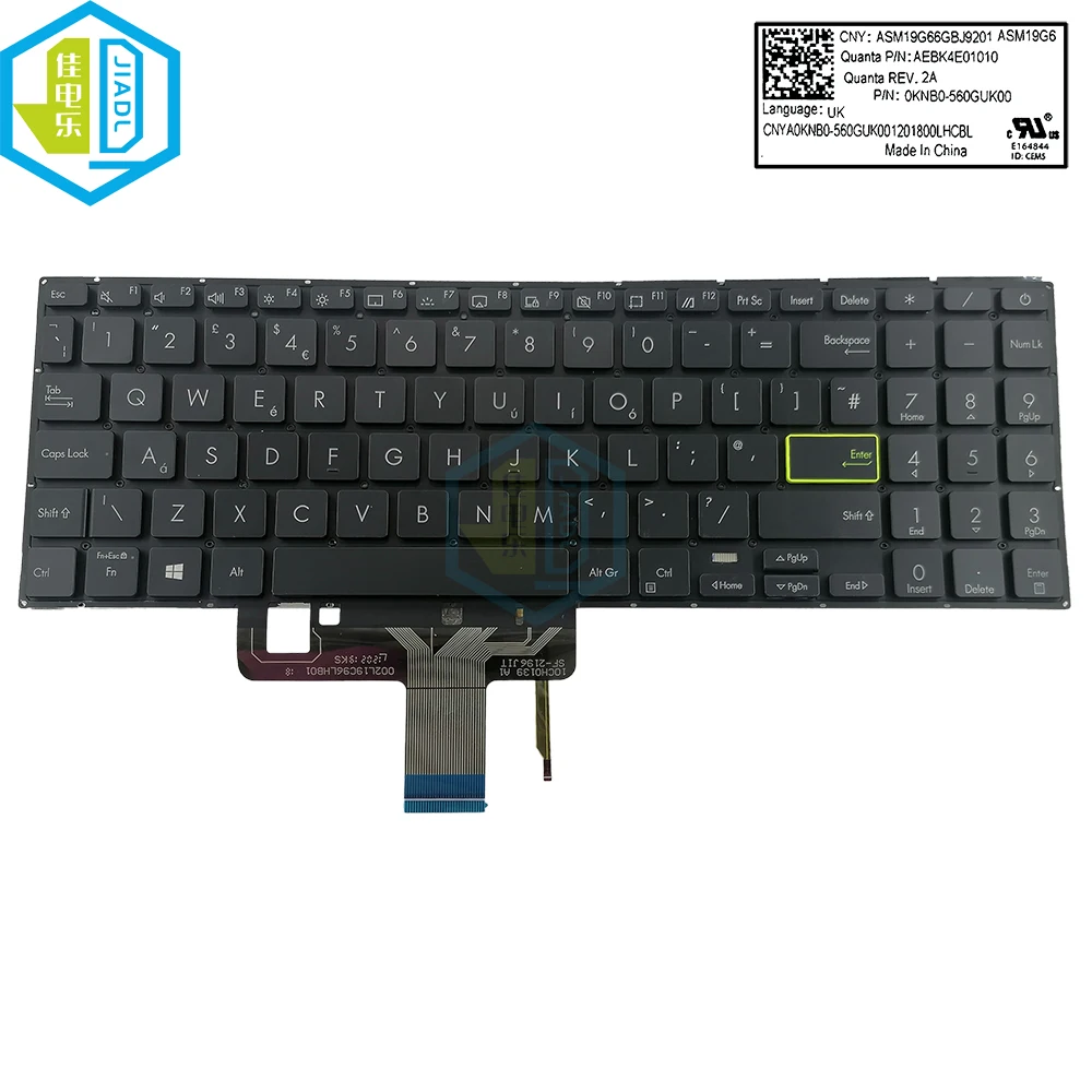 New UK GB Backlight Replacement Keyboards For ASUS Vivobook E510 L510 E510MA E510M L510M L510MA Backlit Keyboard 0KNB0-560GUK00