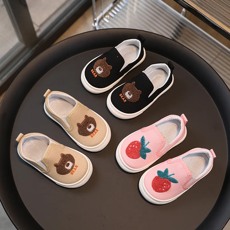 

Spring Kid Canvas Shoes New Fashion Comfort Kid Shoe Soft Sole Anti Slip Cute Casual Shoes Cartoon Simple Flat Shoe Neutral 4-6Y