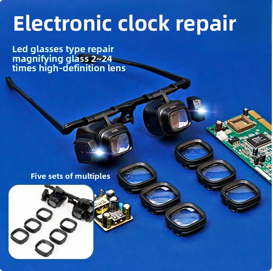 Head-mounted magnifying glass with lamp high definition 10 times electronic maintenance clock watch chip circuit board