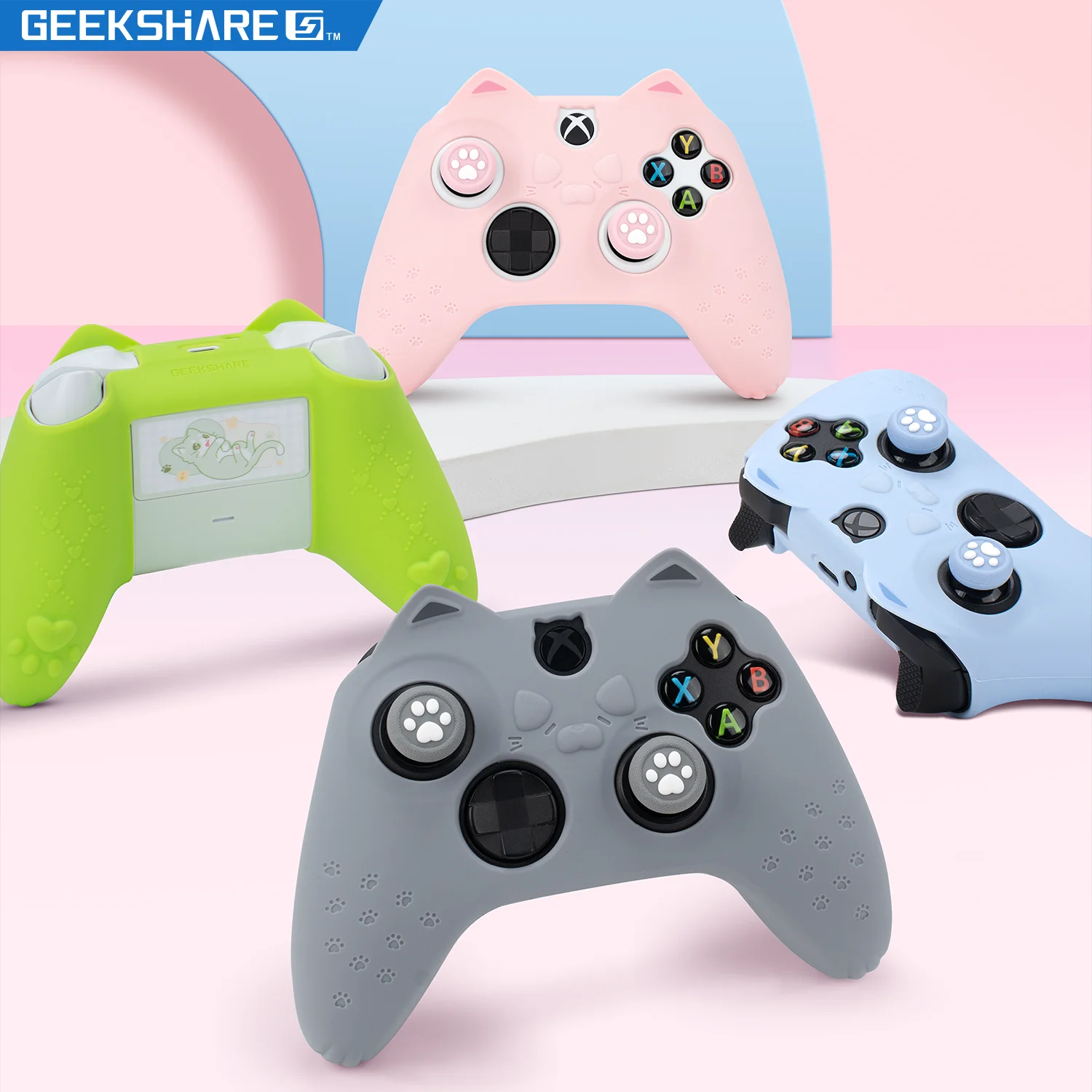 

GeekShare Protective Case for Xbox Series X Controller Soft Silicone Cover Skin,Controller Skin+Customized Sticker+2*Thumb Grips