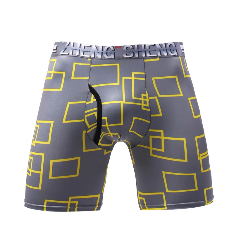 Intimo uomo Boxer Pantaloncini Homme Panites di seta di ghiaccio Uomo stampato U Custodia convessa Gamba lunga Mutande Tronco Cueca Calzoncillo X-4XL