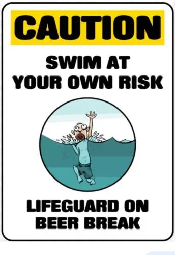 Metal Sign Plate Pool Swim Risk LifeGuard On Beer Break Wall Gate Tin Decal Art