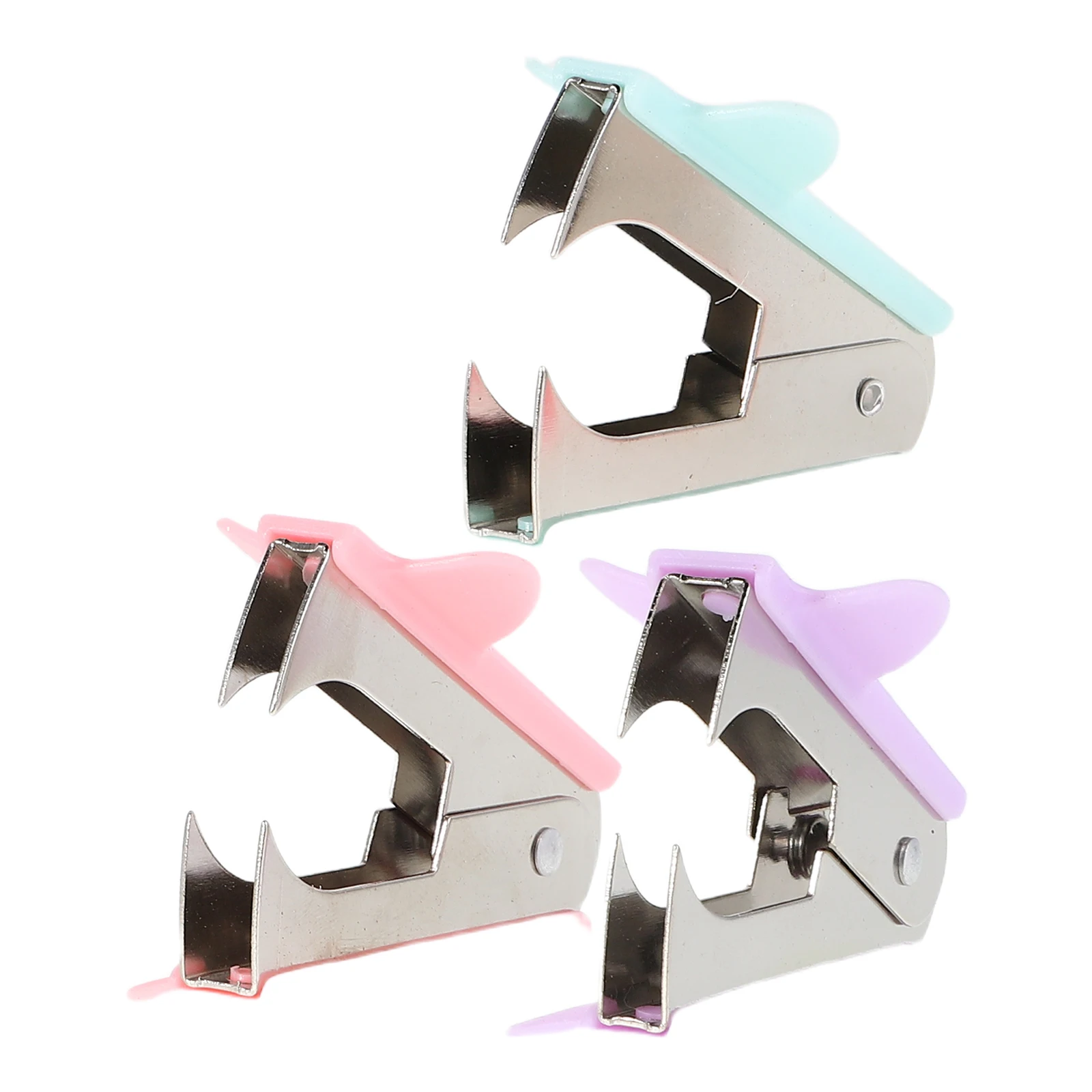

3 pcs Mini Macaron Stapler Pink Purple Green Office Portable Desk Tool Staples Remover Metal Plastic