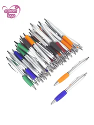 Lot 50pcs Retractable Plastic Gourd Ball Pen Silver Barrel Ballpoint Free Logo Engrave Custom Promotional Gift Advertise Gift