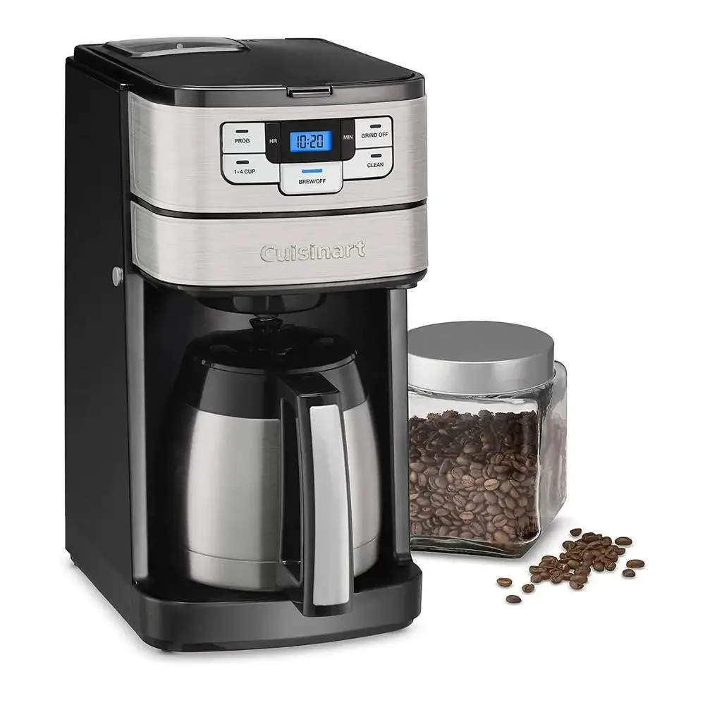 Cafetera de 10 tazas con molinillo, máquina de goteo programable automática, jarra de vidrio, máquina de café expreso de 1025W, uso doméstico