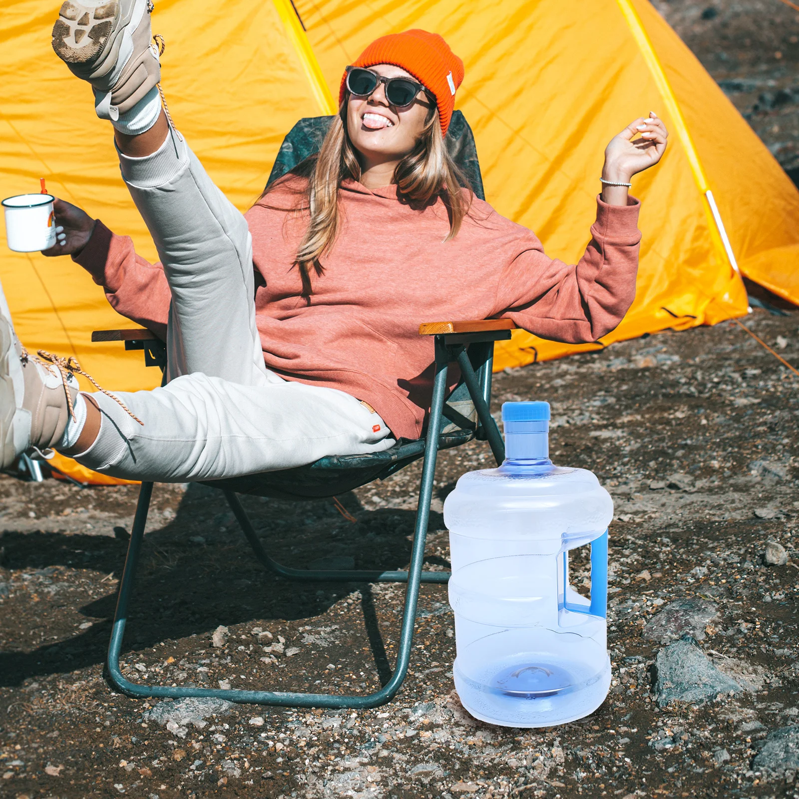 

Thickened Pc Water Jug Large Capacity Portable Container For Outdoor Camping Hiking Car Driving Reusable Water Bottle Handle